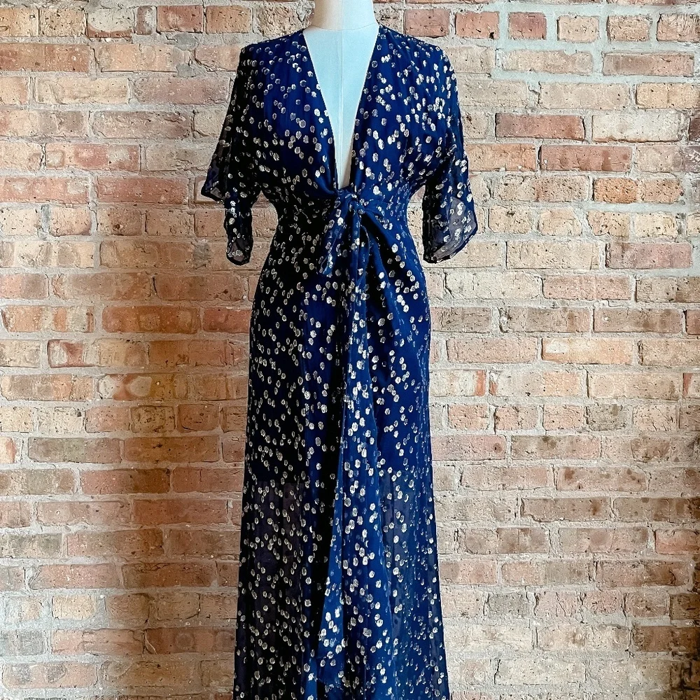 Hutch Gemma Maxi Dress in Metallic Navy - Picture 8 of 15
